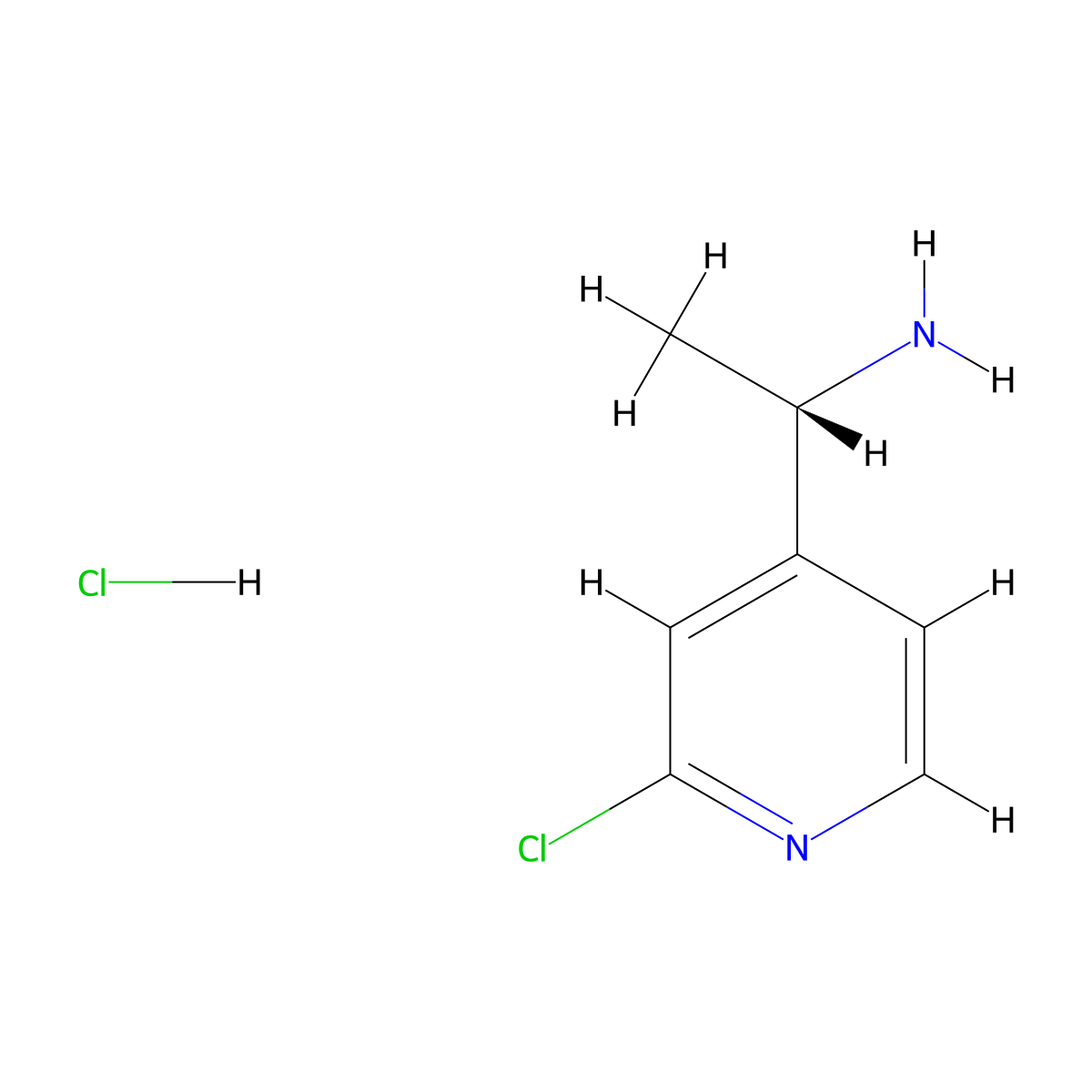 (S)-2-Chloro-4-(1-amino)ethylpyridine hydrochloride molecular structure, CAS 1263094-57-0