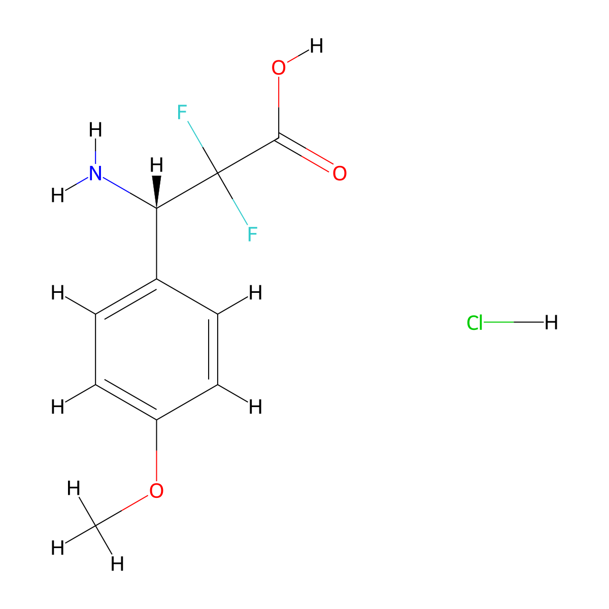 (S)-3-Amino-2,2-difluoro-3-(4-methoxyphenyl)propionic acid hydrochloride molecular structure, CAS 1263094-82-1