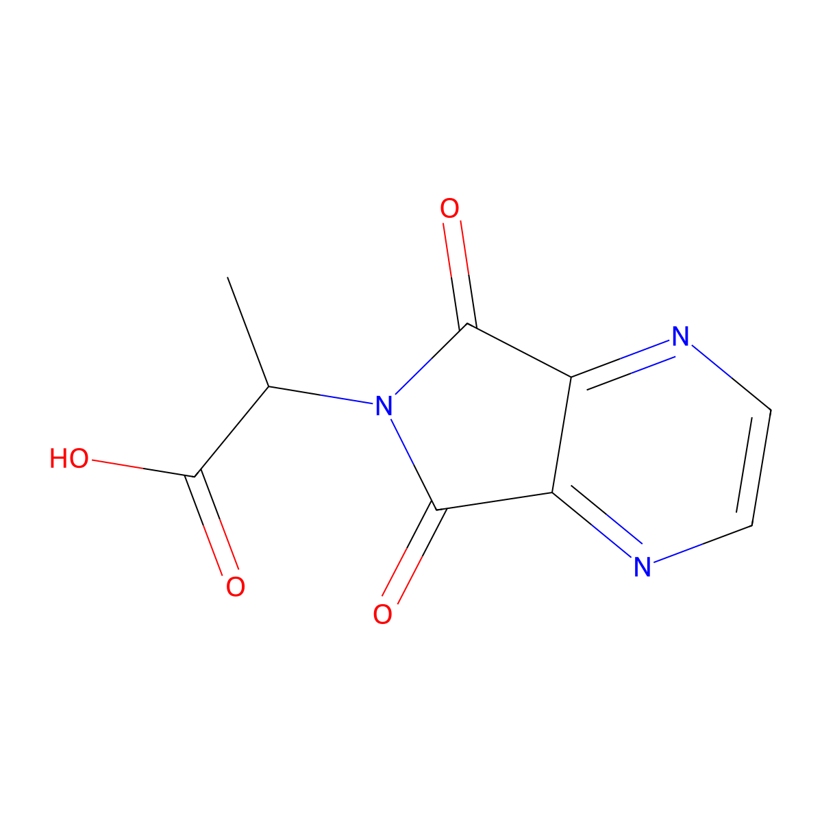 2-(5,7-dioxo-5,7-dihydro-6H-pyrrolo[3,4-b]pyrazin-6-yl)propanoic acid molecular structure, CAS 126310-27-8