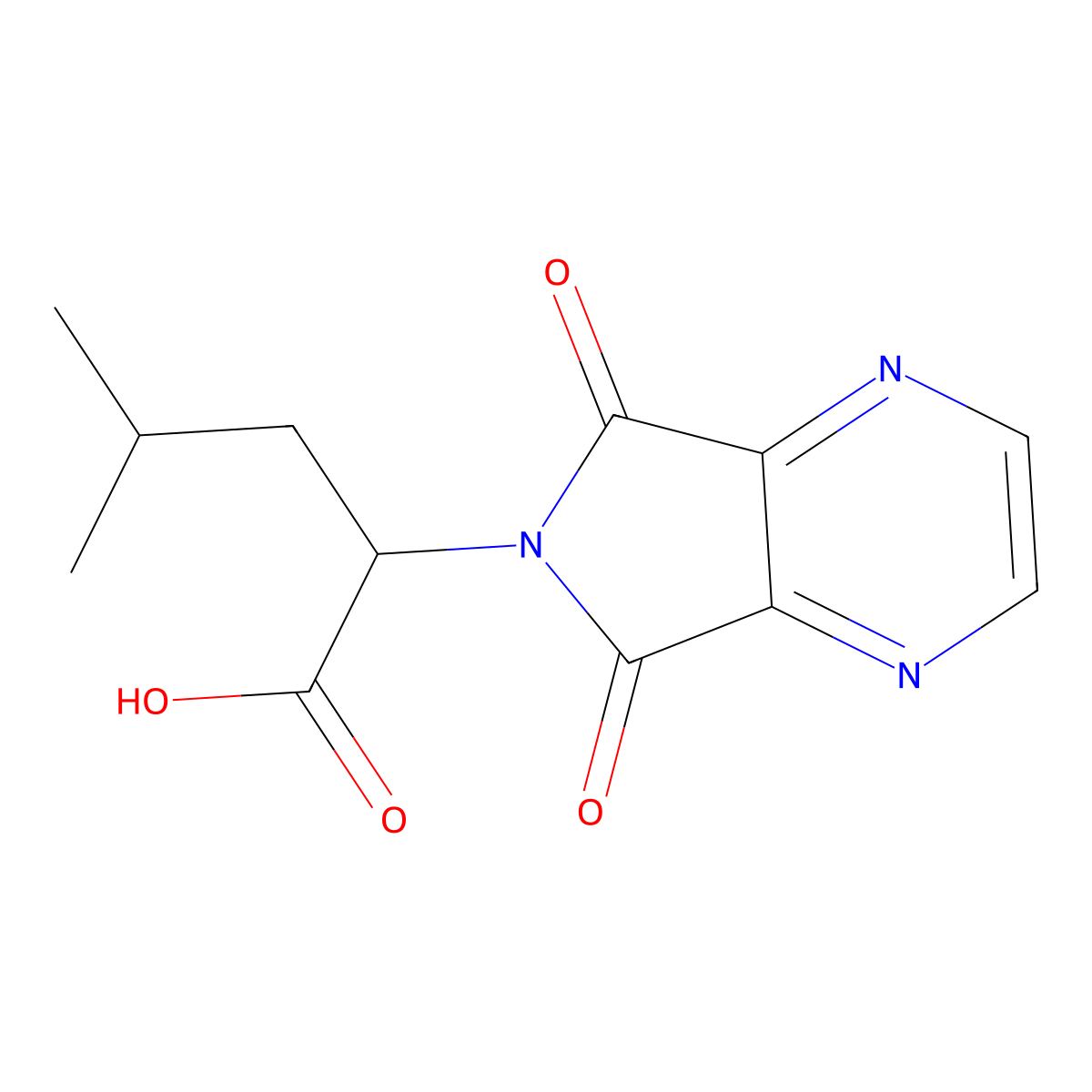 (2S)-2-{5,7-dioxo-5H,6H,7H-pyrrolo[3,4-b]pyrazin-6-yl}-4-methylpentanoic acid molecular structure, CAS 126310-30-3