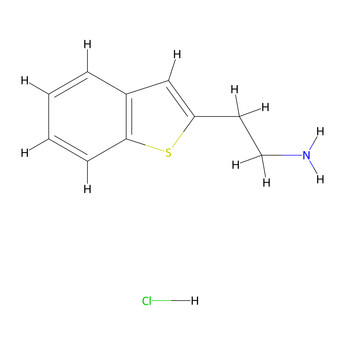 2-(1-Benzothiophen-2-yl)ethan-1-amine--hydrogen chloride (1/1) molecular structure, CAS 126312-03-6