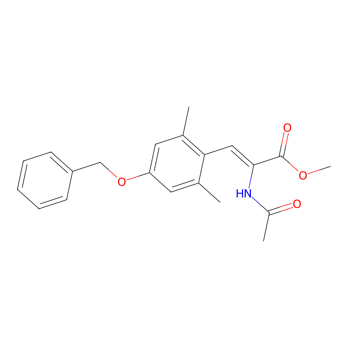 methyl (2Z)-3-[4-(benzyloxy)-2,6-dimethylphenyl]-2-acetamidoprop-2-enoate molecular structure, CAS 126312-62-7