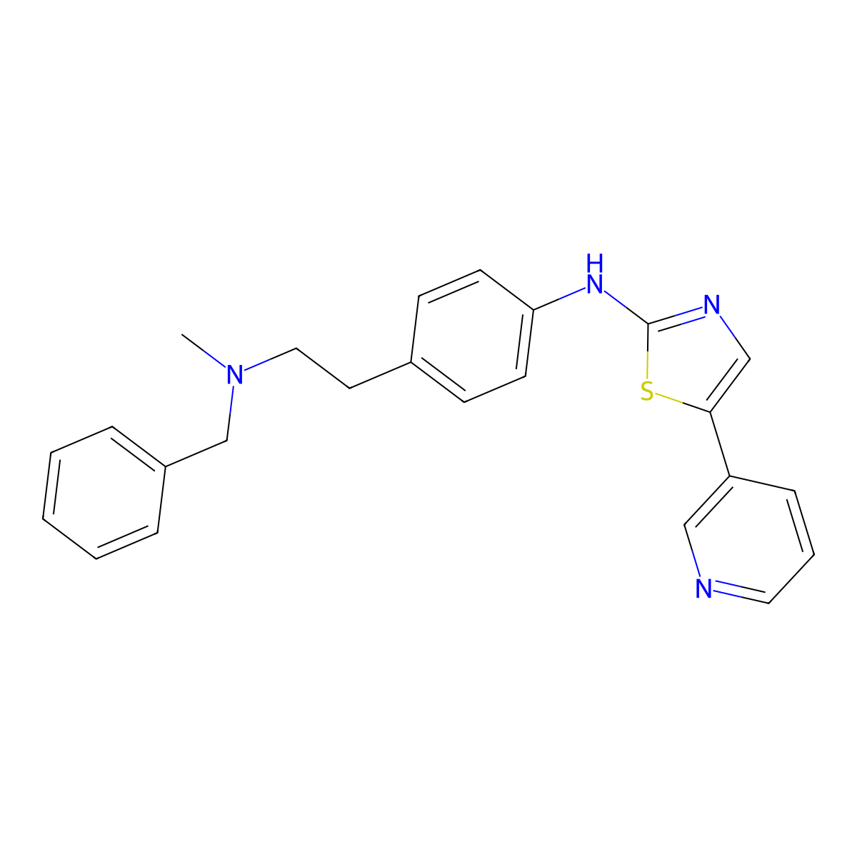 N-(4-{2-[benzyl(methyl)amino]ethyl}phenyl)-5-(pyridin-3-yl)-1,3-thiazol-2-amine molecular structure, CAS 1263130-79-5