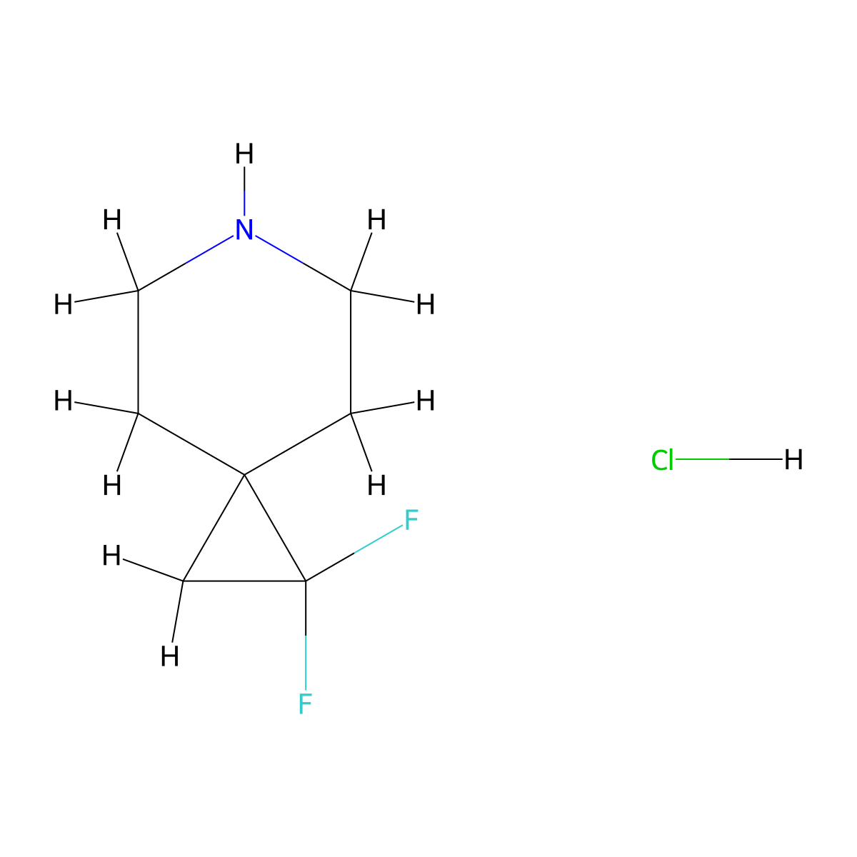 1,1-Difluoro-6-azaspiro(2.5)octane hydrochloride molecular structure, CAS 1263132-31-5