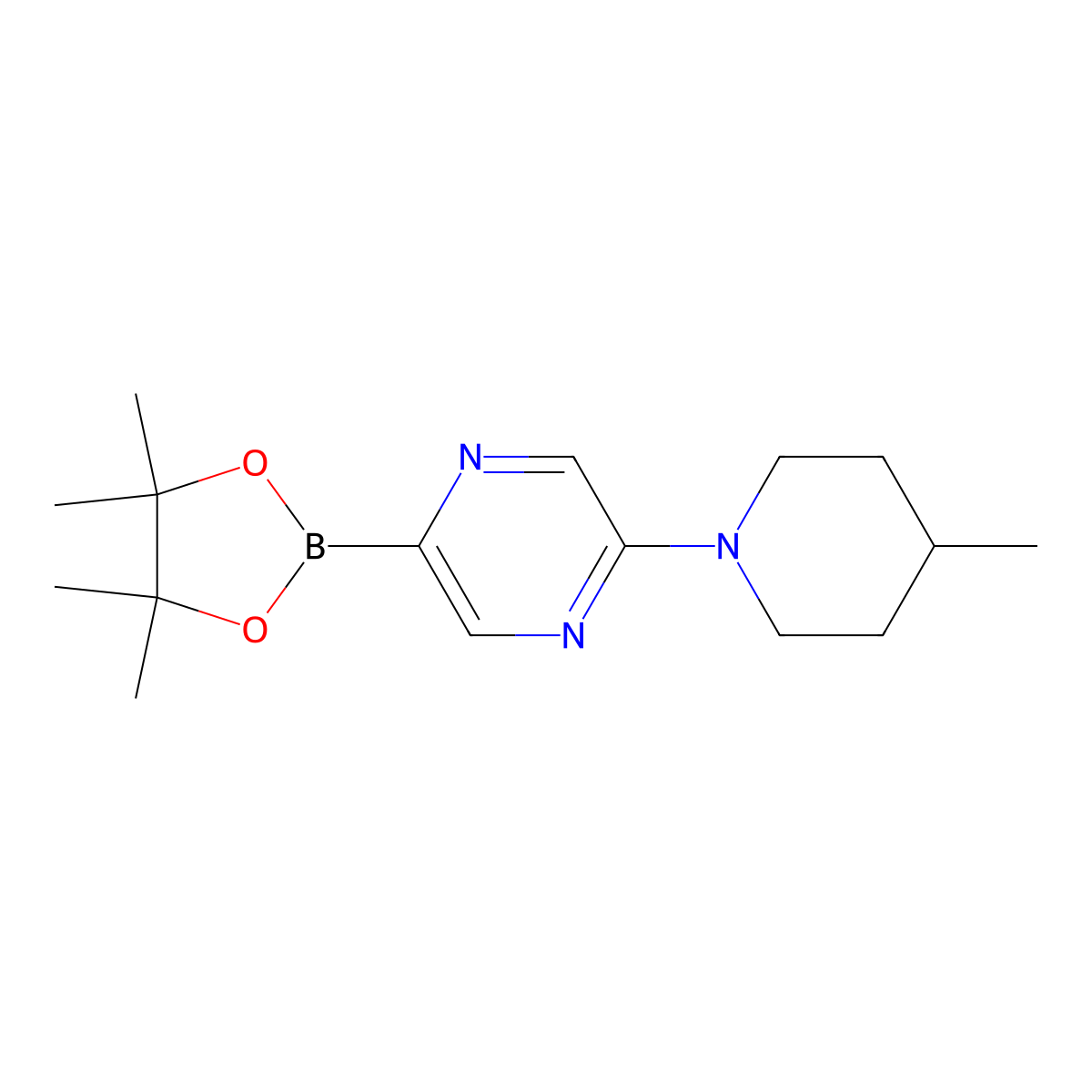 5-(4-Methylpiperidin-1-yl)pyrazine-2-boronic acid pinacol ester molecular structure, CAS 1263152-91-5