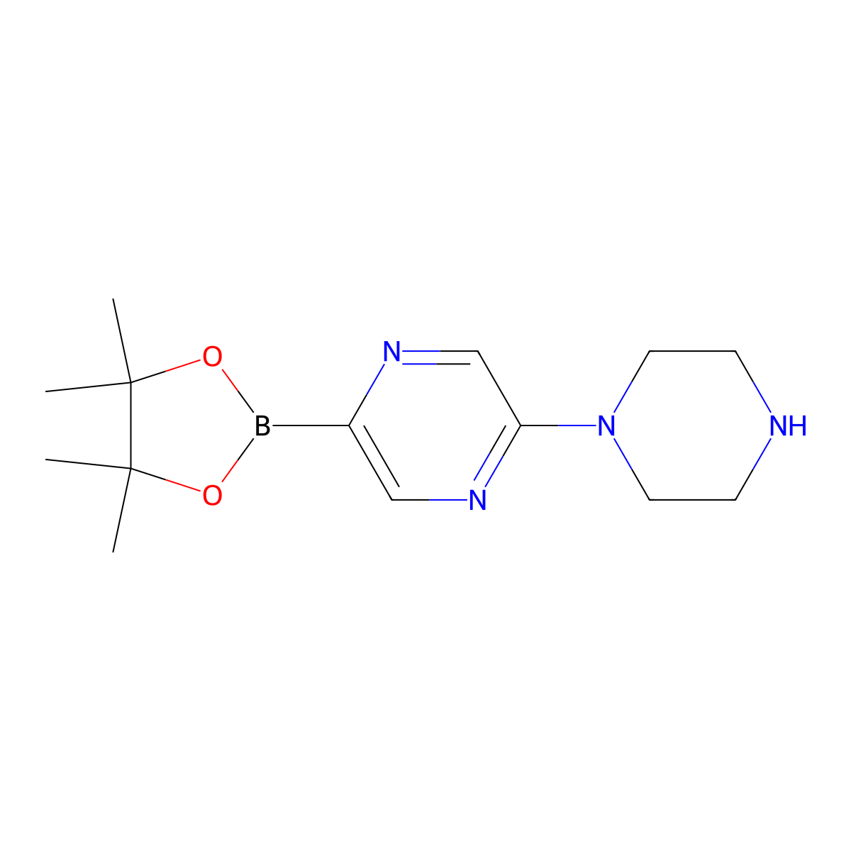 2-(Piperazin-1-YL)-5-(4,4,5,5-tetramethyl-1,3,2-dioxaborolan-2-YL)pyrazine molecular structure, CAS 1263153-41-8