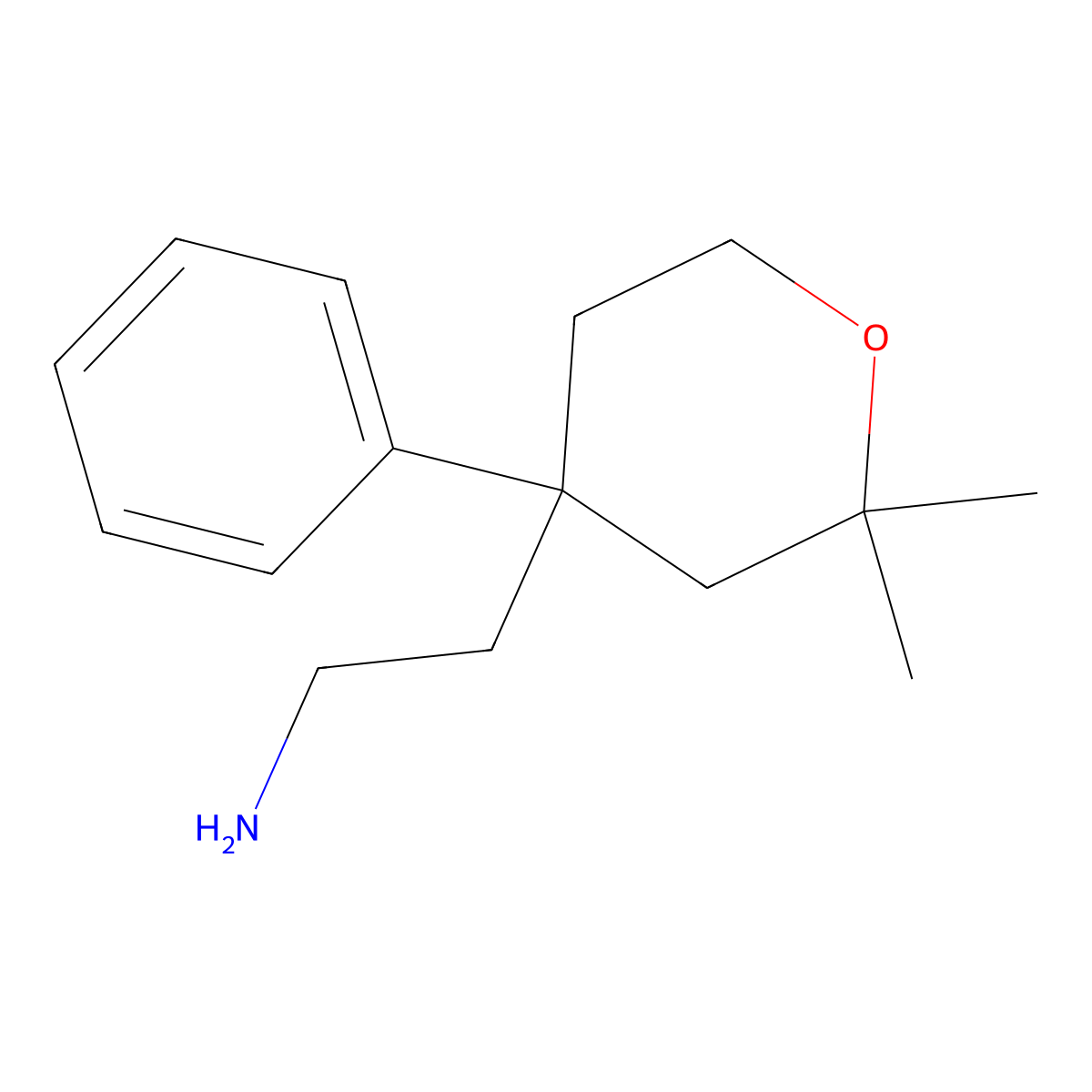 2-(2,2-dimethyl-4-phenyltetrahydro-2H-pyran-4-yl)ethanamine molecular structure, CAS 126317-99-5