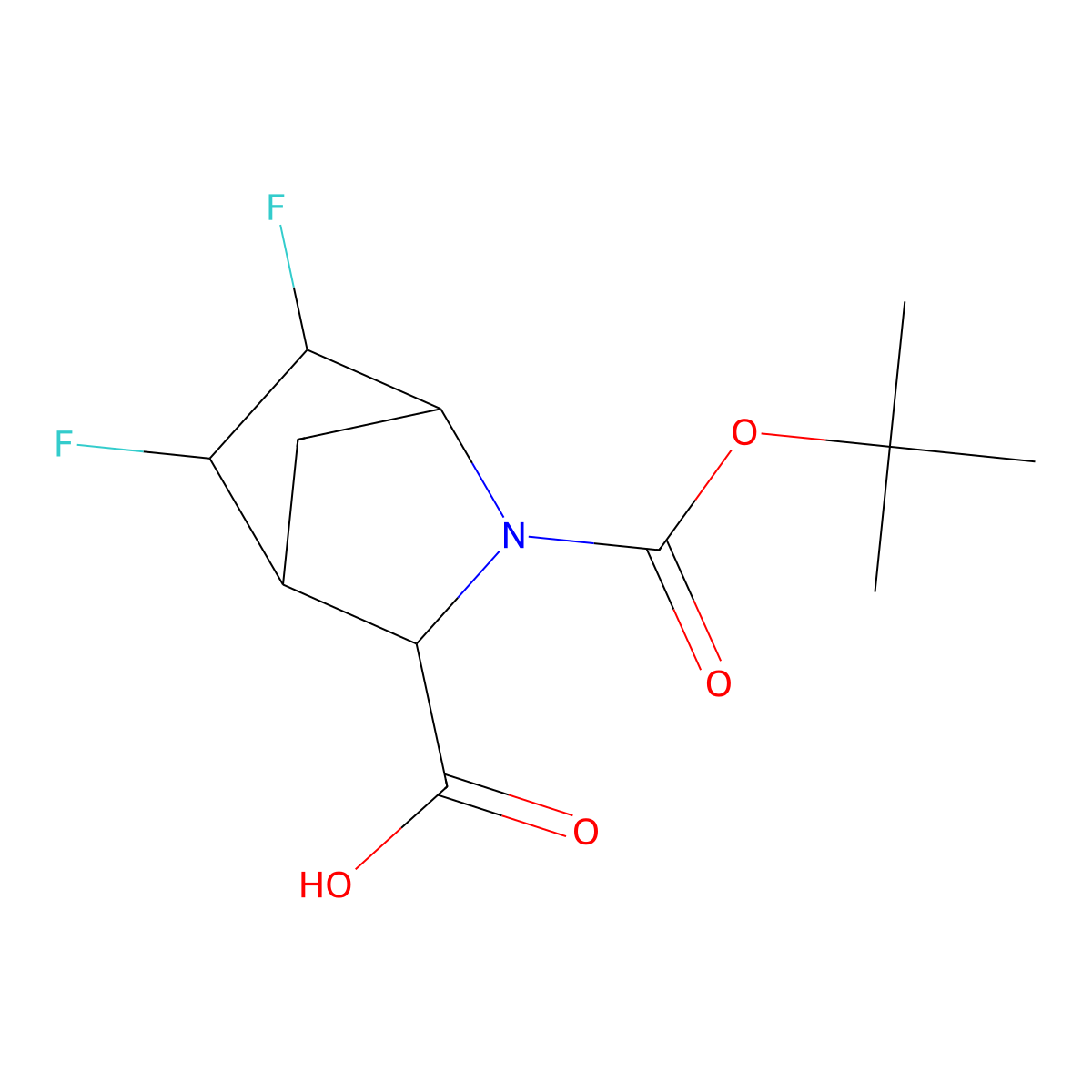 (3S)-2-(tert-Butoxycarbonyl)-5,6-difluoro-2-azabicyclo[2.2.1]heptane-3-carboxylic acid molecular structure, CAS 1263174-55-5