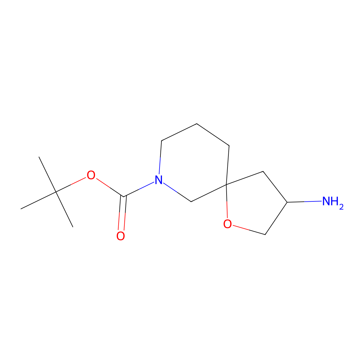 Tert-butyl 3-amino-1-oxa-7-azaspiro[4.5]decane-7-carboxylate molecular structure, CAS 1263177-13-4