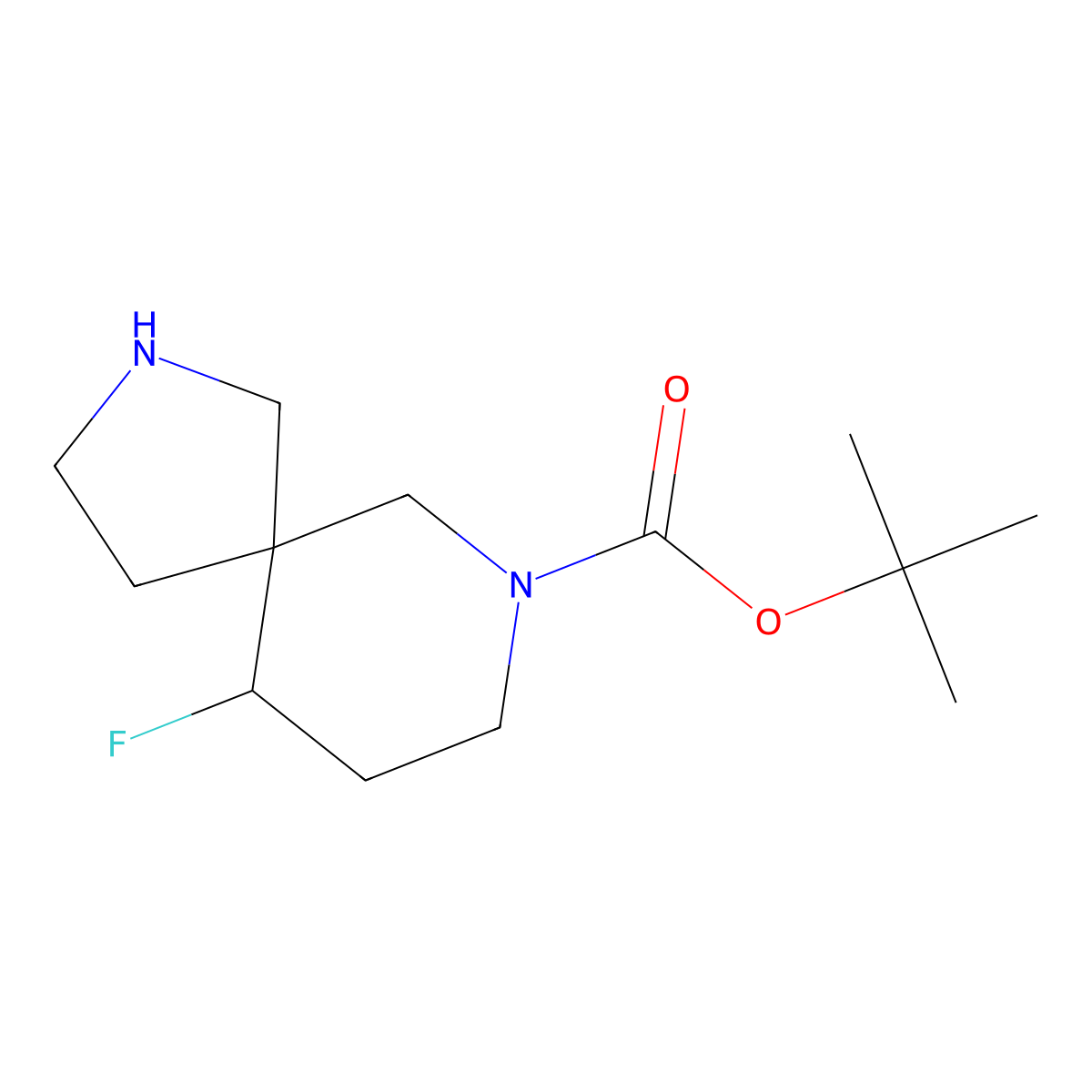 tert-Butyl 10-fluoro-2,7-diazaspiro[4.5]decane-7-carboxylate molecular structure, CAS 1263177-23-6