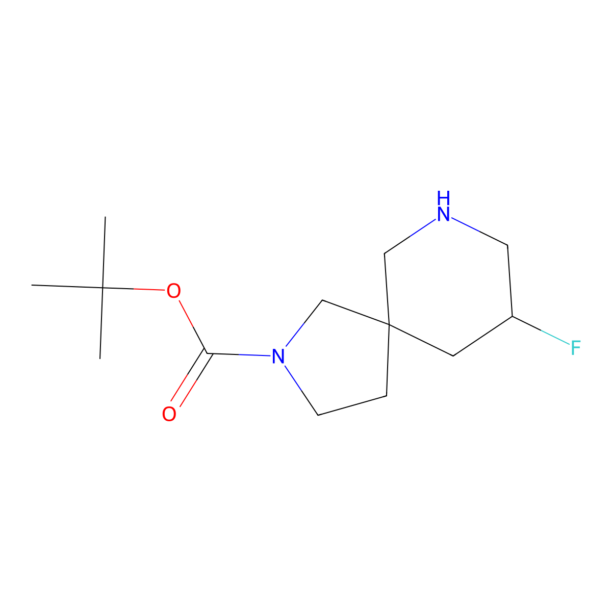 tert-Butyl 9-fluoro-2,7-diazaspiro[4.5]decane-2-carboxylate molecular structure, CAS 1263177-27-0