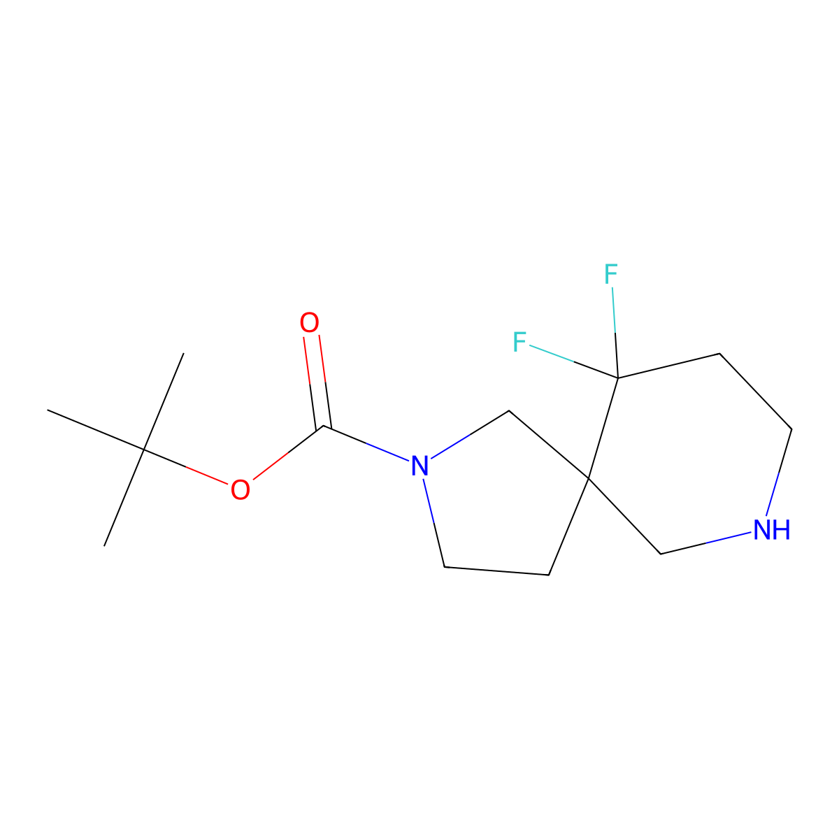 tert-Butyl 10,10-difluoro-2,7-diazaspiro[4.5]decane-2-carboxylate molecular structure, CAS 1263177-69-0