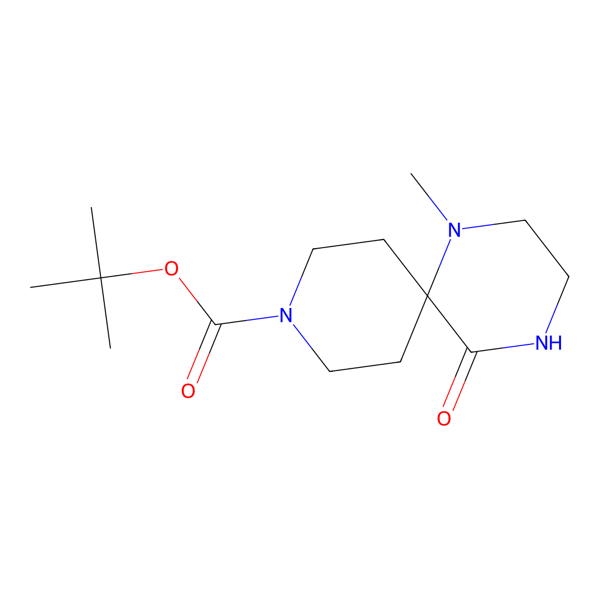 tert-Butyl 1-methyl-5-oxo-1,4,9-triazaspiro[5.5]undecane-9-carboxylate molecular structure, CAS 1263177-81-6