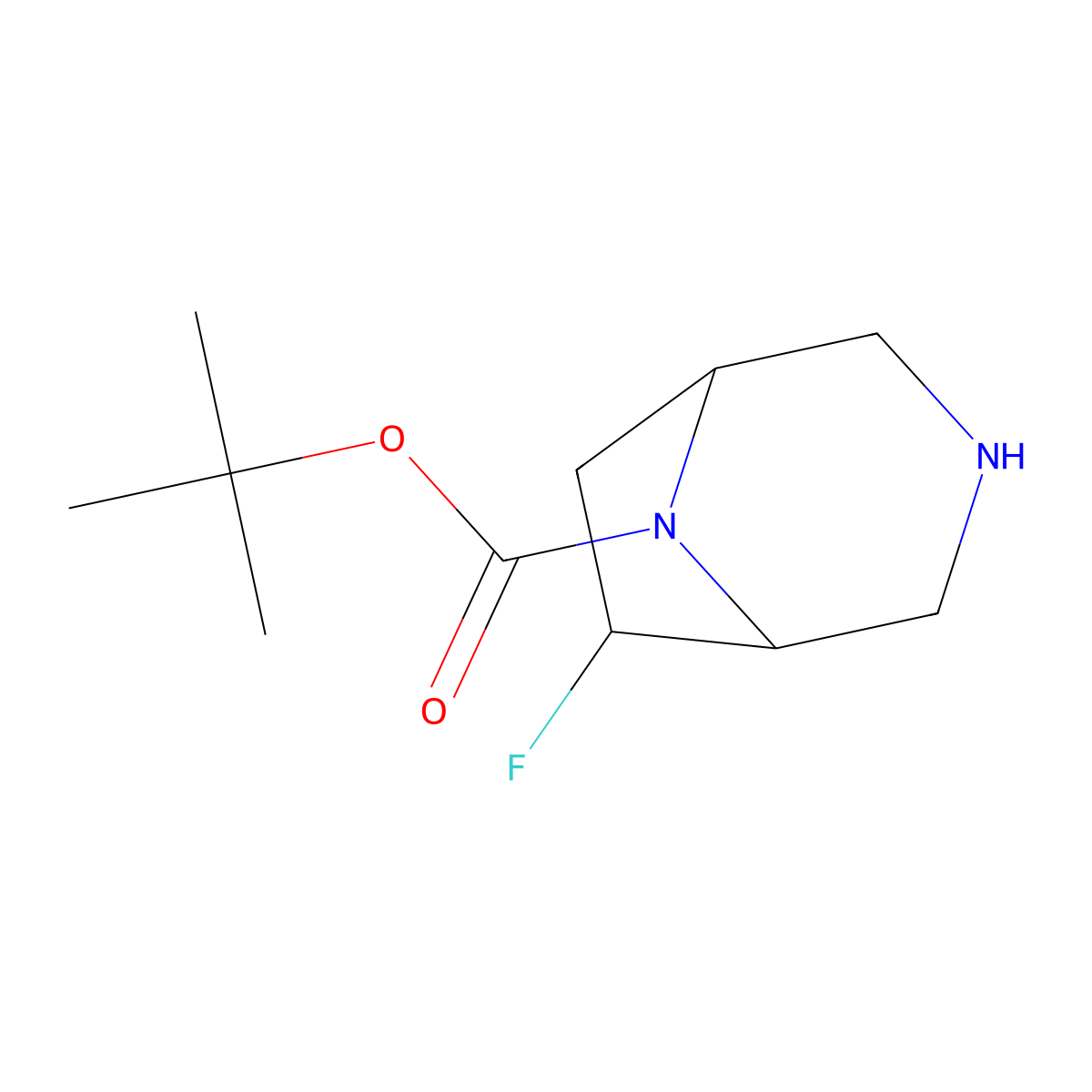 tert-Butyl 6-fluoro-3,8-diazabicyclo[3.2.1]octane-8-carboxylate molecular structure, CAS 1263177-83-8