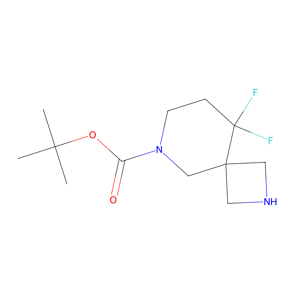 tert-Butyl 9,9-difluoro-2,6-diazaspiro[3.5]nonane-6-carboxylate molecular structure, CAS 1263177-97-4