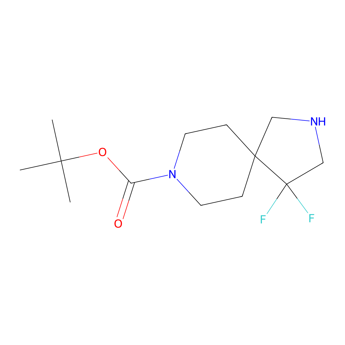 tert-Butyl 4,4-difluoro-2,8-diazaspiro[4.5]decane-8-carboxylate molecular structure, CAS 1263178-02-4