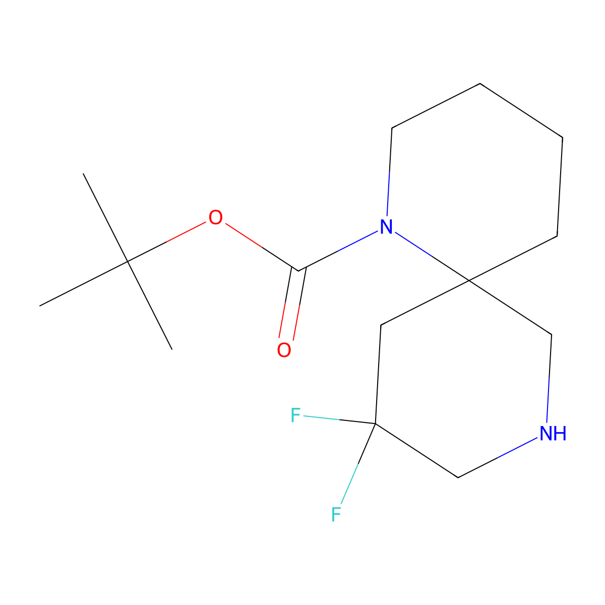 tert-Butyl 10,10-difluoro-1,8-diazaspiro[5.5]undecane-1-carboxylate molecular structure, CAS 1263178-14-8