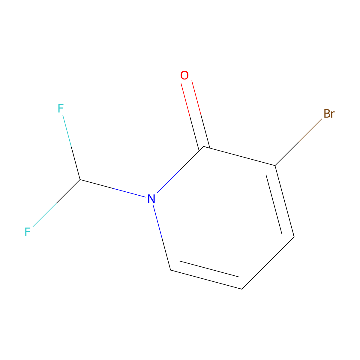 3-Bromo-1-(difluoromethyl)pyridin-2(1H)-one molecular structure, CAS 1263179-33-4