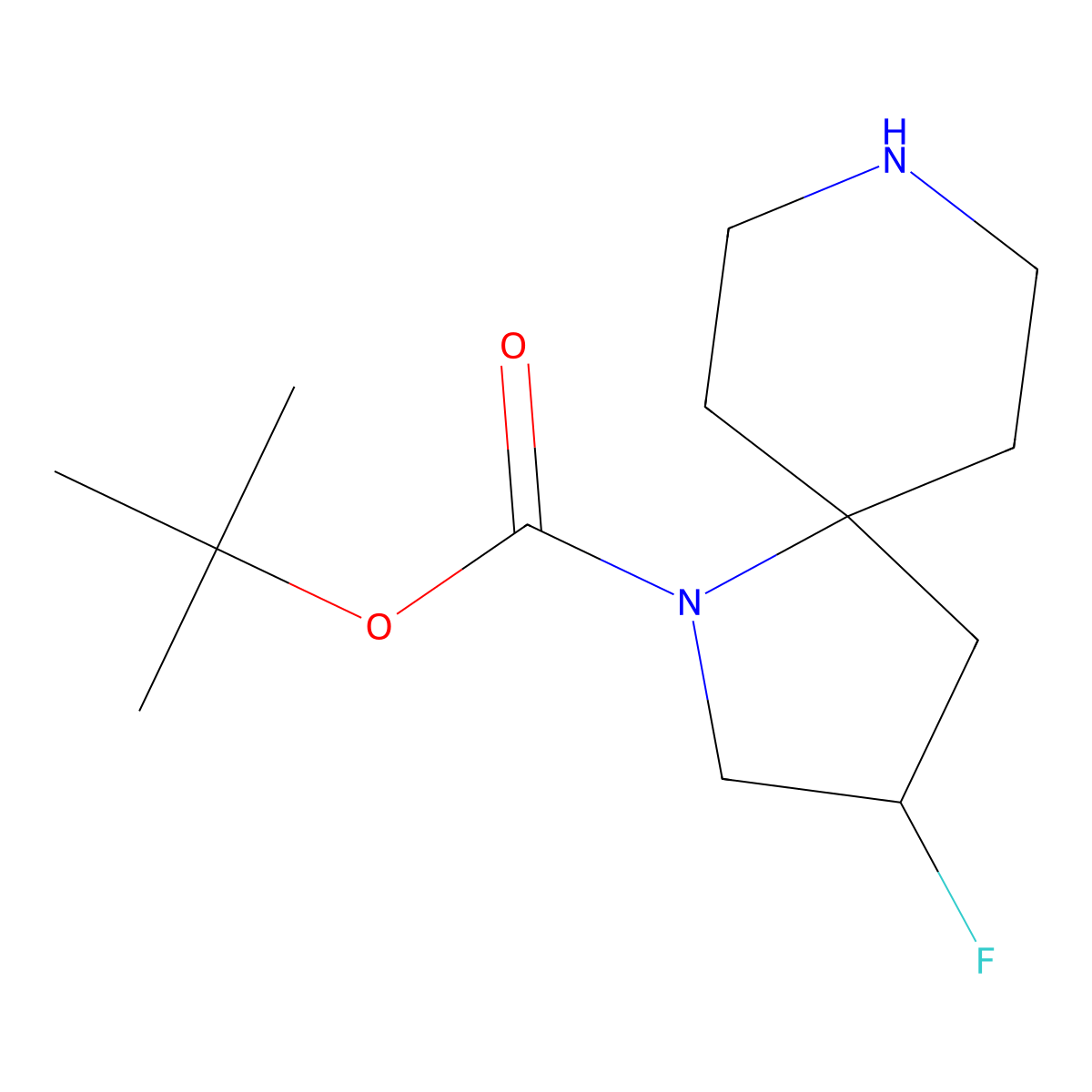 tert-Butyl 3-fluoro-1,8-diazaspiro[4.5]decane-1-carboxylate molecular structure, CAS 1263179-49-2