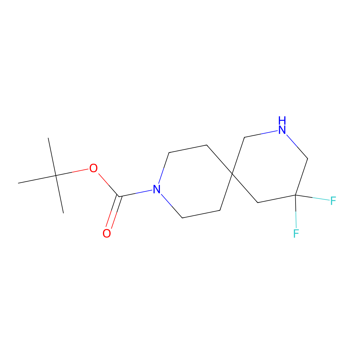 tert-Butyl 4,4-difluoro-2,9-diazaspiro[5.5]undecane-9-carboxylate molecular structure, CAS 1263179-69-6