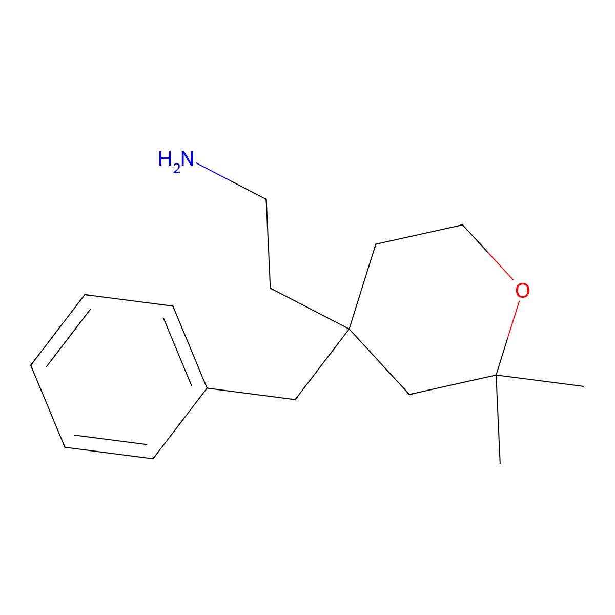 2-(4-Benzyl-2,2-dimethyl-tetrahydro-pyran-4-yl)-ethylamine molecular structure, CAS 126318-00-1