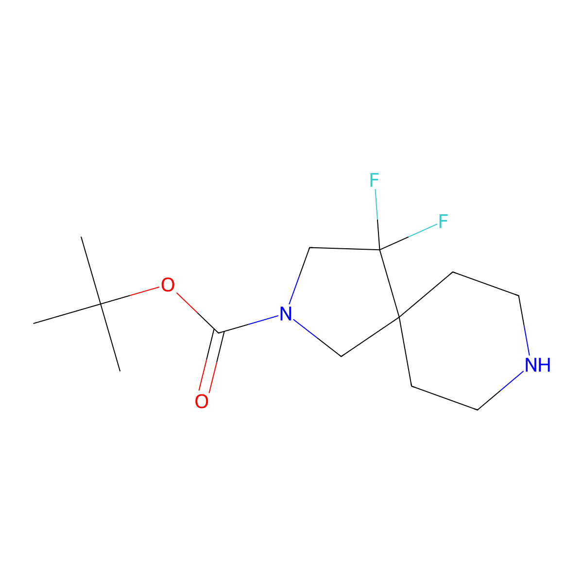 tert-Butyl 4,4-difluoro-2,8-diazaspiro[4.5]decane-2-carboxylate molecular structure, CAS 1263180-19-3