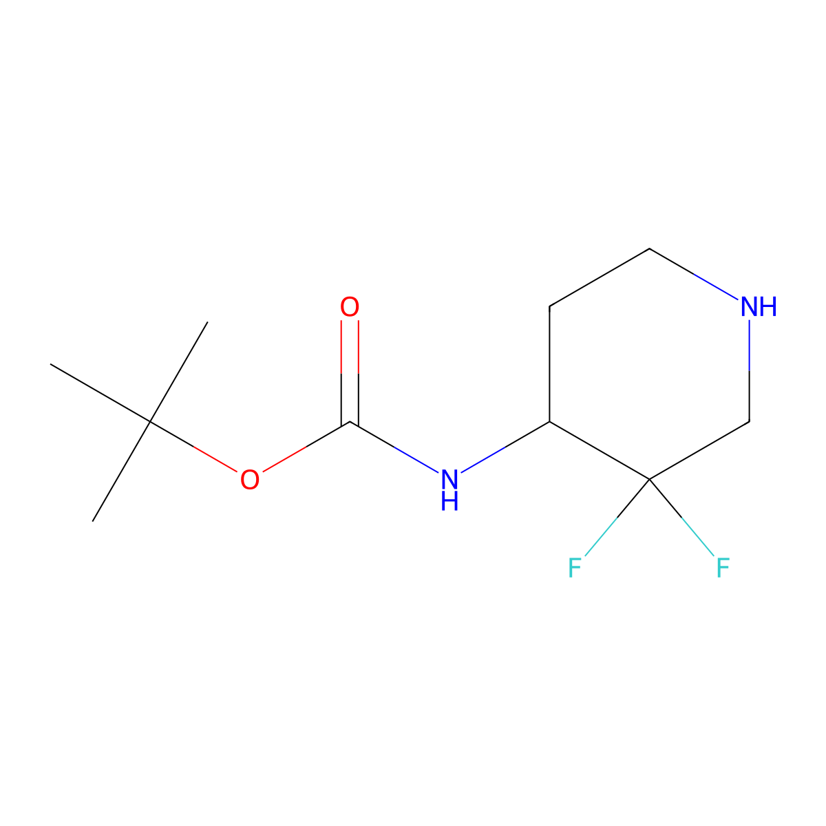 tert-butyl N-(3,3-difluoropiperidin-4-yl)carbamate molecular structure, CAS 1263180-22-8