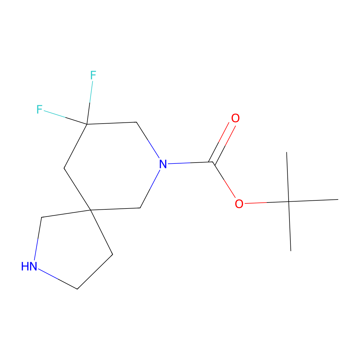 tert-Butyl 9,9-difluoro-2,7-diazaspiro[4.5]decane-7-carboxylate molecular structure, CAS 1263180-38-6