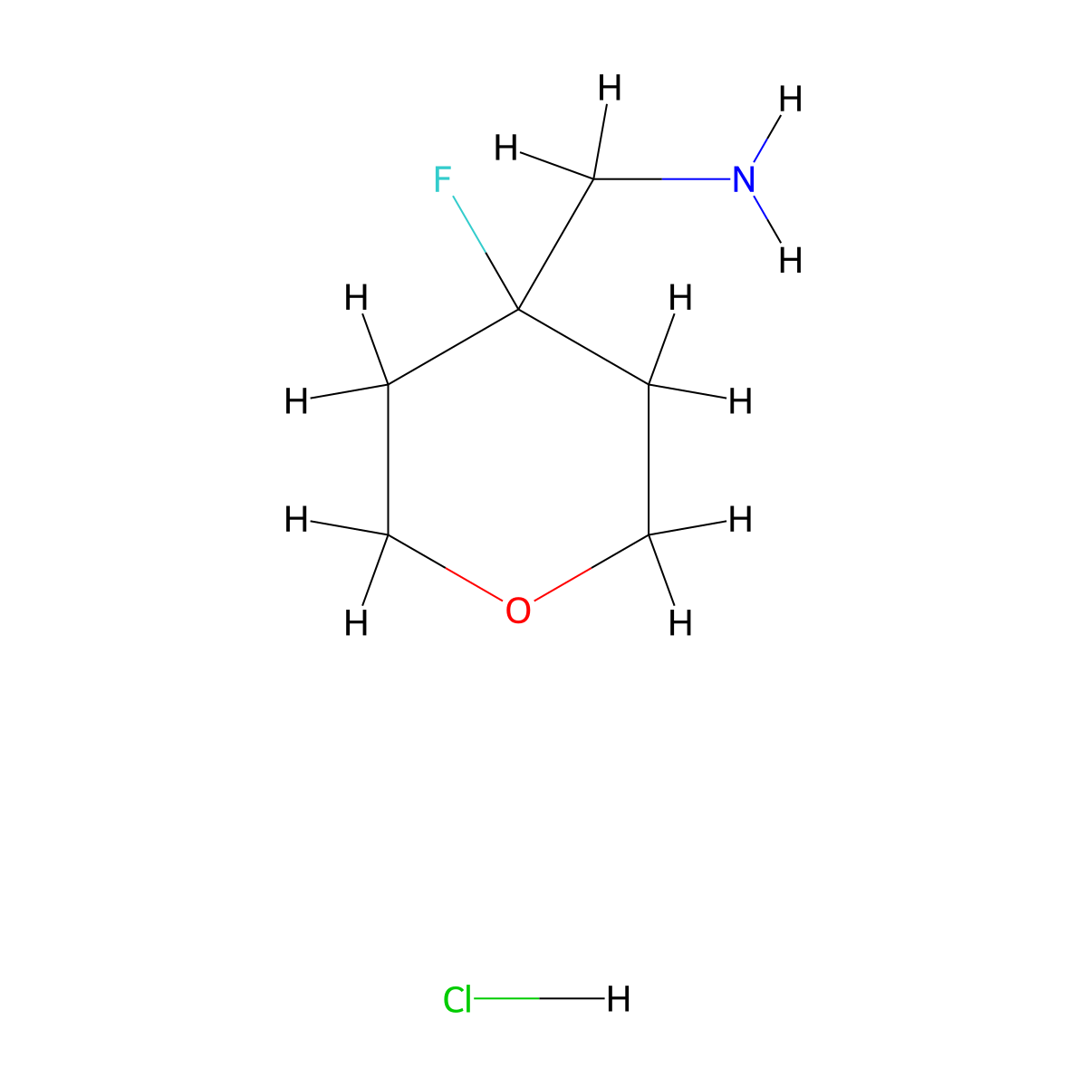 (4-Fluorooxan-4-yl)methanamine hydrochloride molecular structure, CAS 1263180-53-5