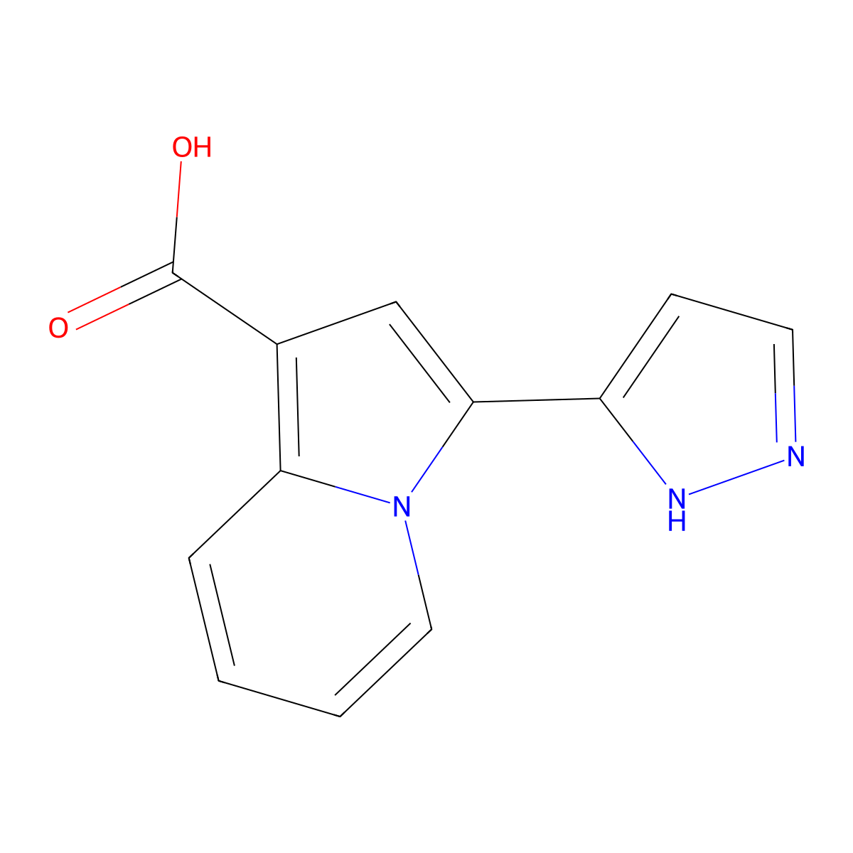 3-(1H-Pyrazol-3-yl)indolizine-1-carboxylic acid molecular structure, CAS 1263180-59-1