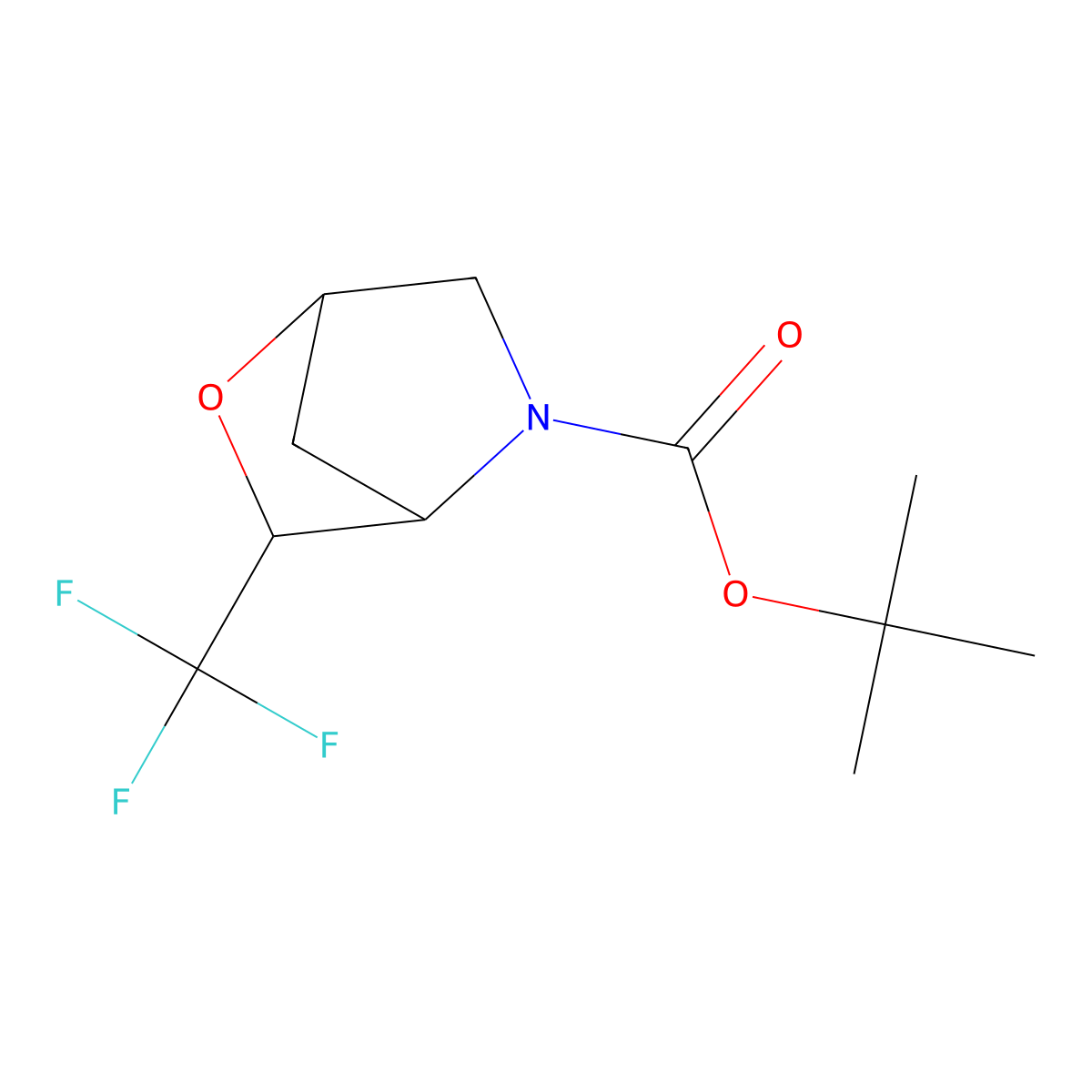 Tert-butyl 3-(trifluoromethyl)-2-oxa-5-azabicyclo[2.2.1]heptane-5-carboxylate molecular structure, CAS 1263180-94-4