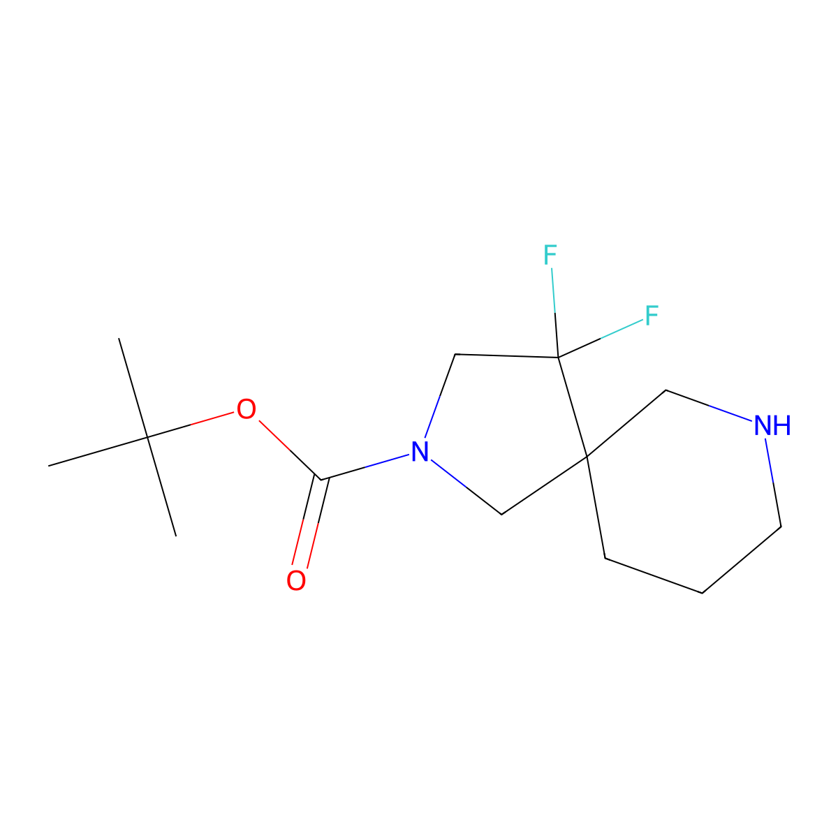 tert-Butyl 4,4-difluoro-2,7-diazaspiro[4.5]decane-2-carboxylate molecular structure, CAS 1263181-23-2