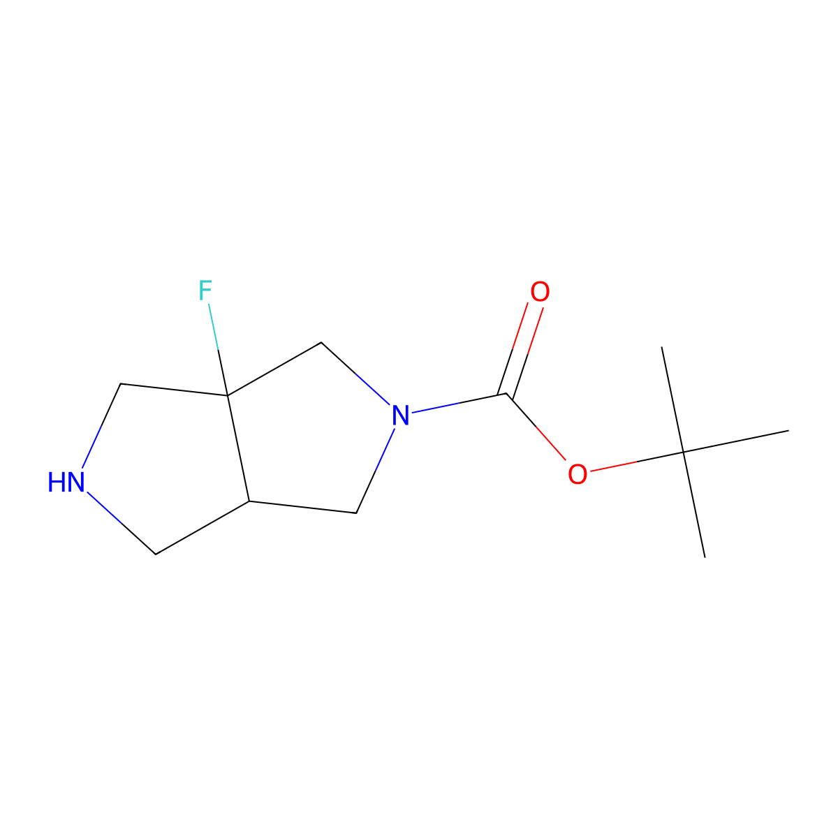 tert-Butyl (3aR,6aR)-rel-3a-fluorohexahydropyrrolo[3,4-c]pyrrole-2(1H)-carboxylate molecular structure, CAS 1263181-51-6