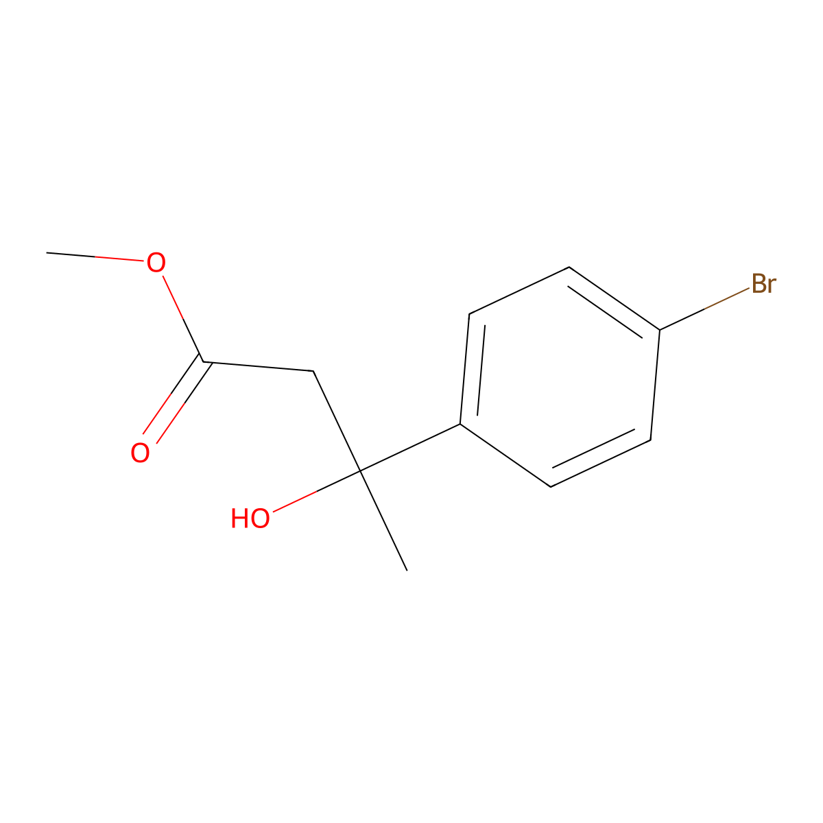 Methyl 3-(4-bromophenyl)-3-hydroxybutanoate molecular structure, CAS 1263202-08-9
