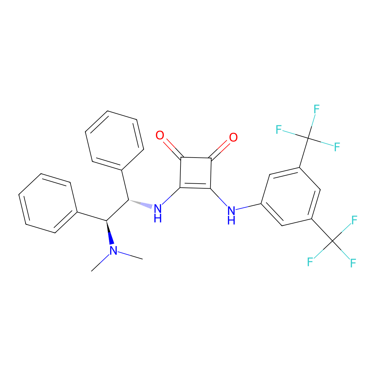 3-((3,5-Bis(trifluoromethyl)phenyl)amino)-4-(((1S,2S)-2-(dimethylamino)-1,2-diphenylethyl)amino)cyclobut-3-ene-1,2-dione molecular structure, CAS 1263205-97-5