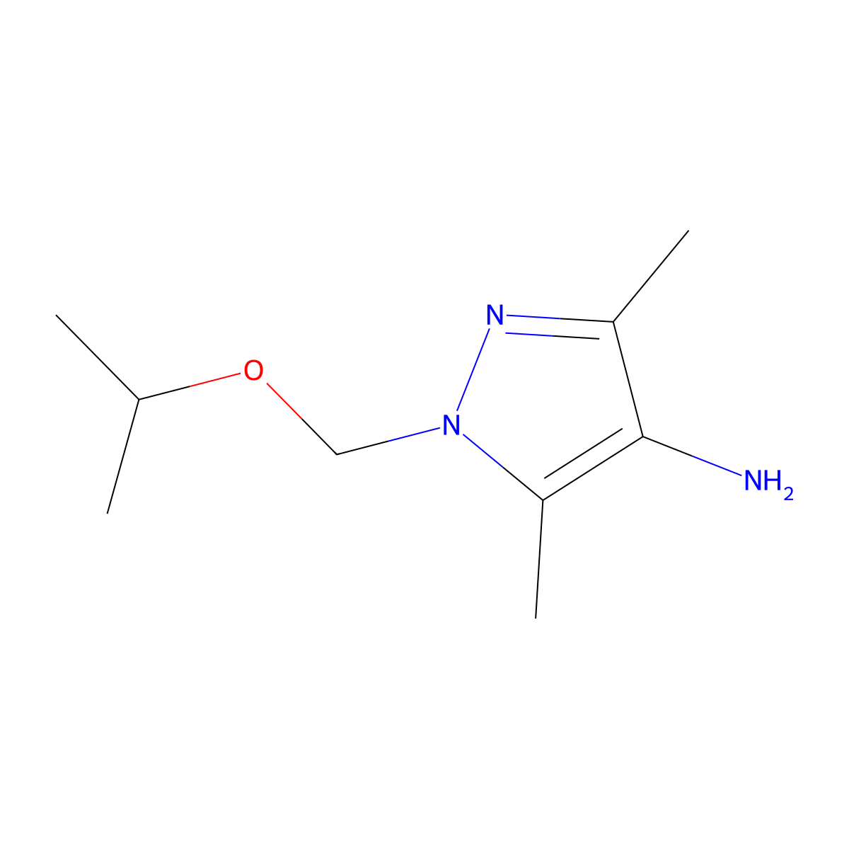 1-(Isopropoxymethyl)-3,5-dimethyl-1h-pyrazol-4-amine molecular structure, CAS 1263206-88-7