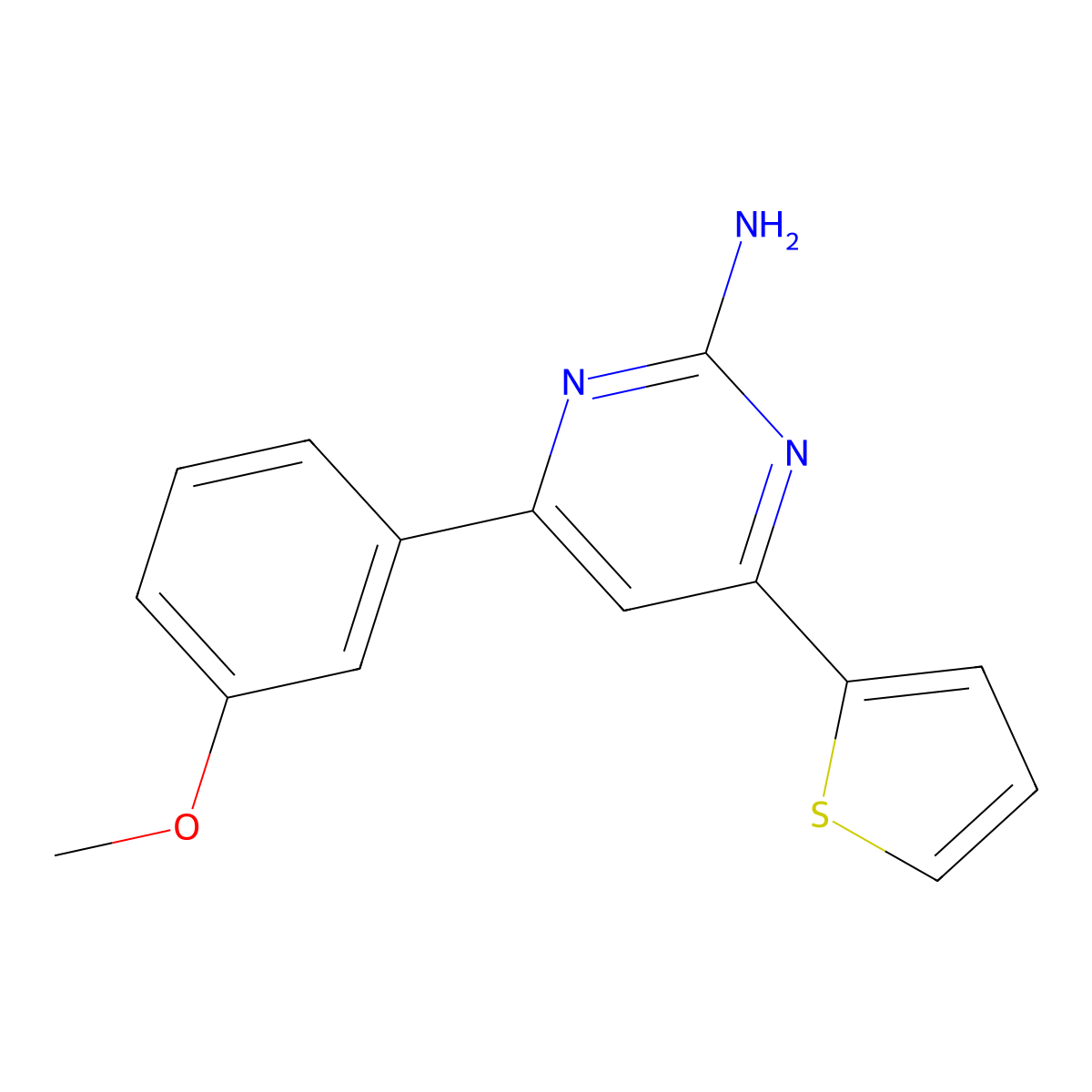 4-(3-Methoxyphenyl)-6-(thiophen-2-yl)pyrimidin-2-amine molecular structure, CAS 1263207-11-9