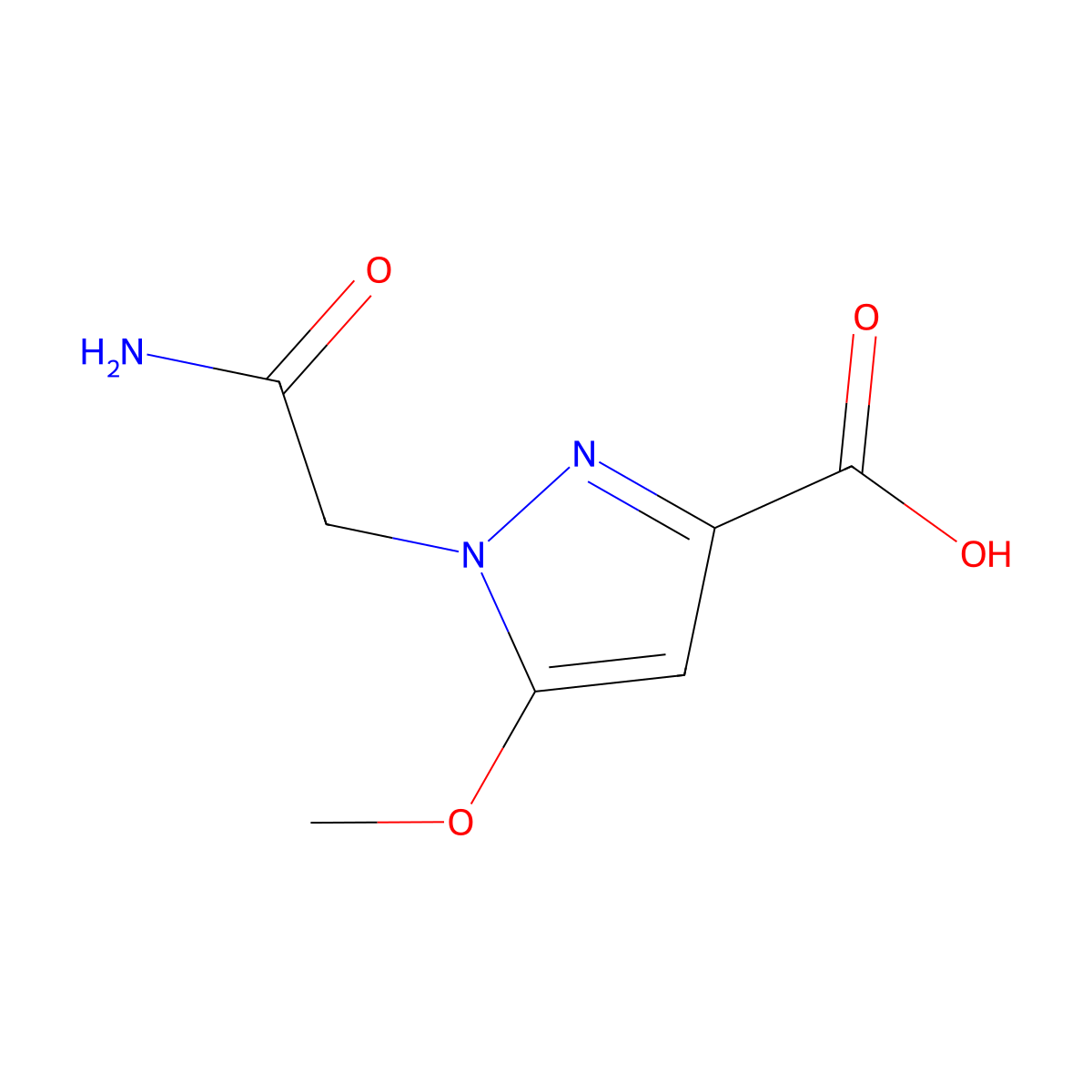 1-(2-Amino-2-oxoethyl)-5-methoxy-1H-pyrazole-3-carboxylic acid molecular structure, CAS 1263207-37-9