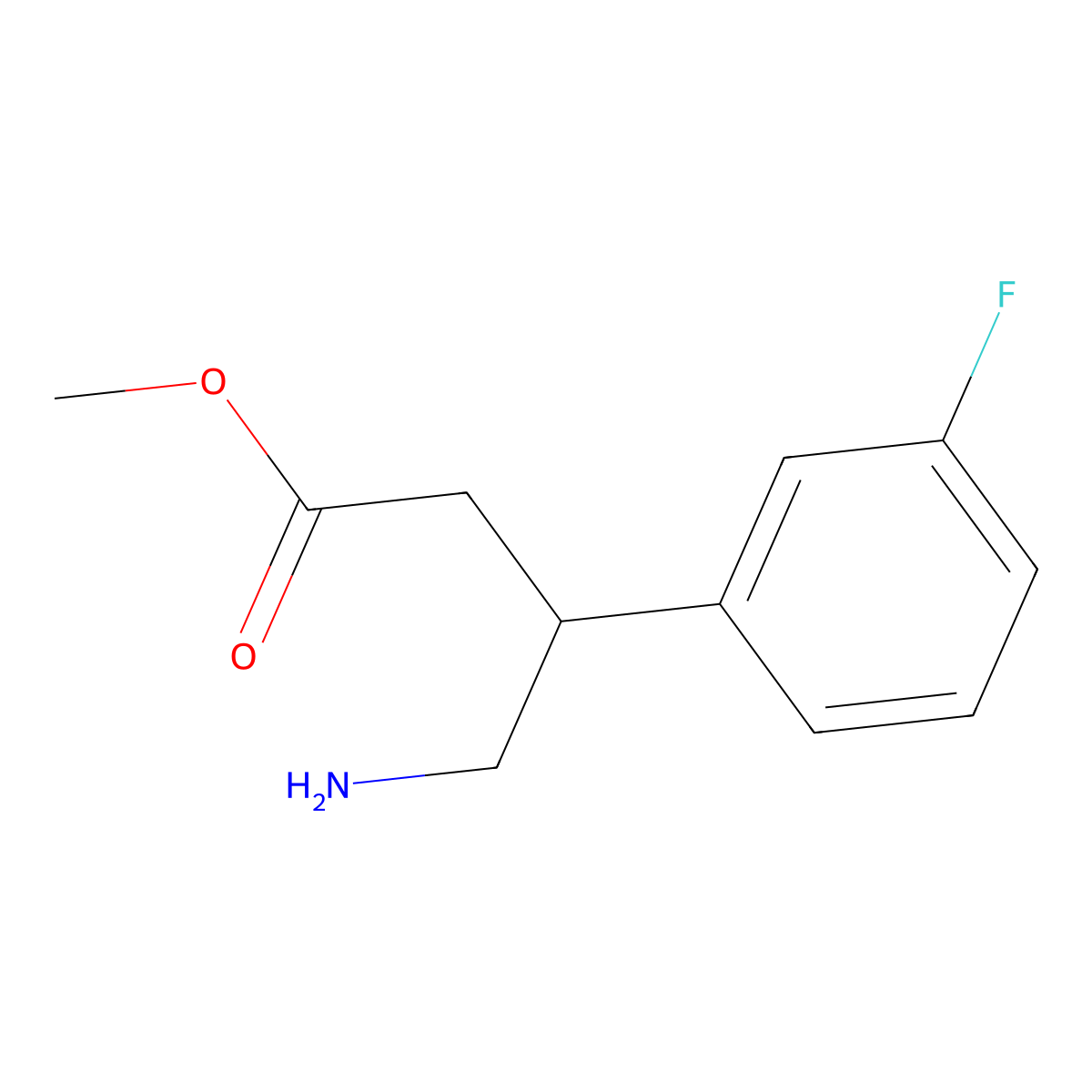 Methyl 4-amino-3-(3-fluorophenyl)butanoate molecular structure, CAS 1263207-99-3