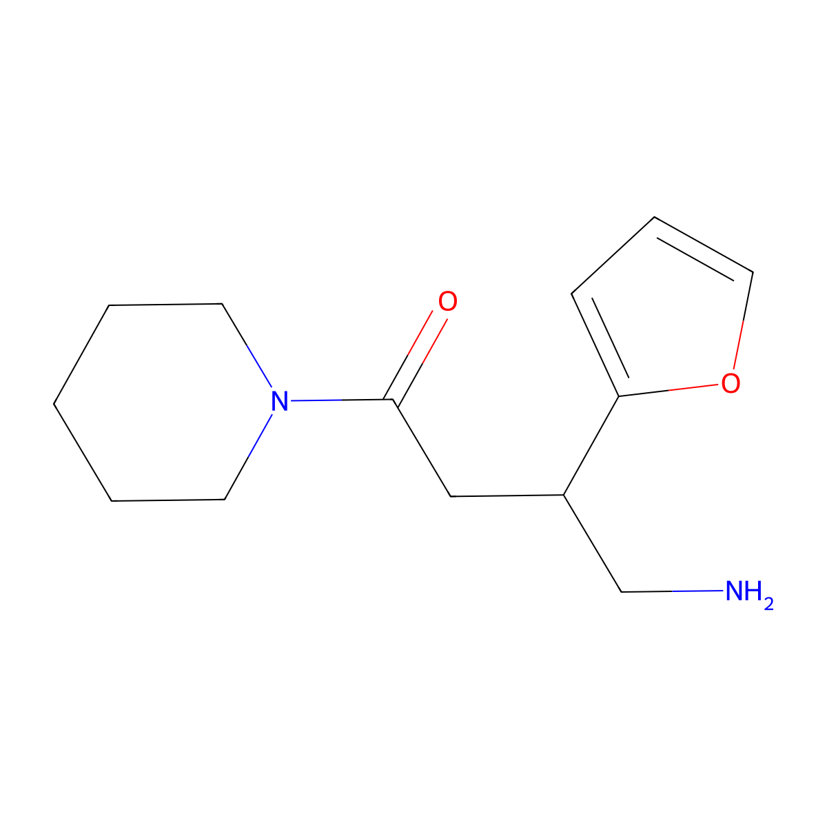 4-Amino-3-(furan-2-yl)-1-(piperidin-1-yl)butan-1-one molecular structure, CAS 1263208-08-7
