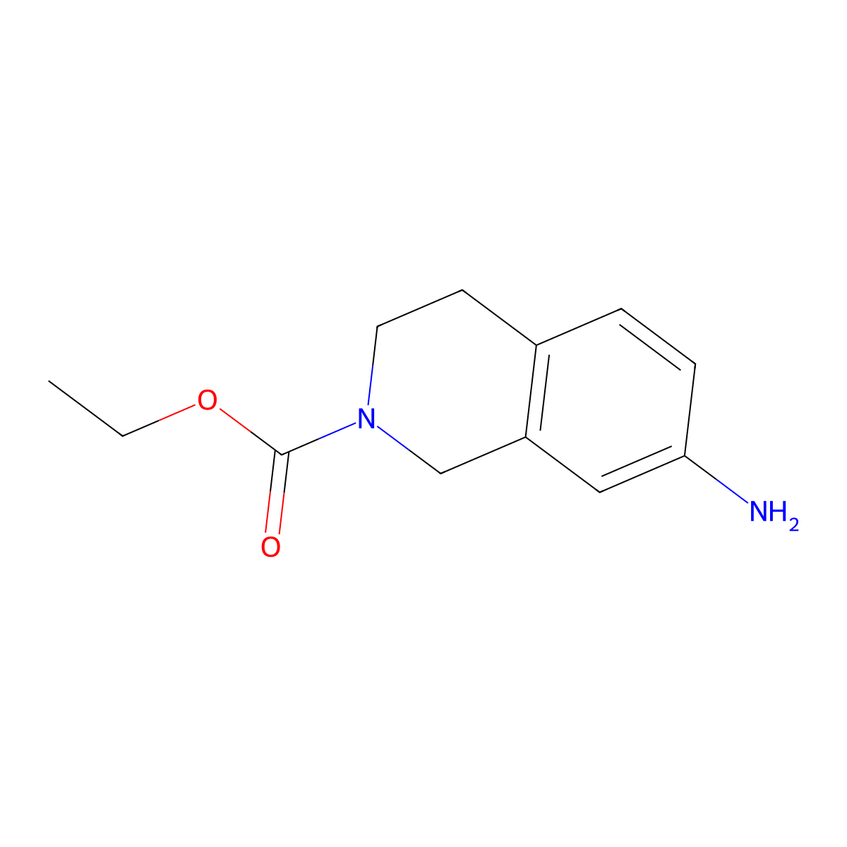Ethyl 7-amino-3,4-dihydroisoquinoline-2(1H)-carboxylate molecular structure, CAS 1263208-27-0