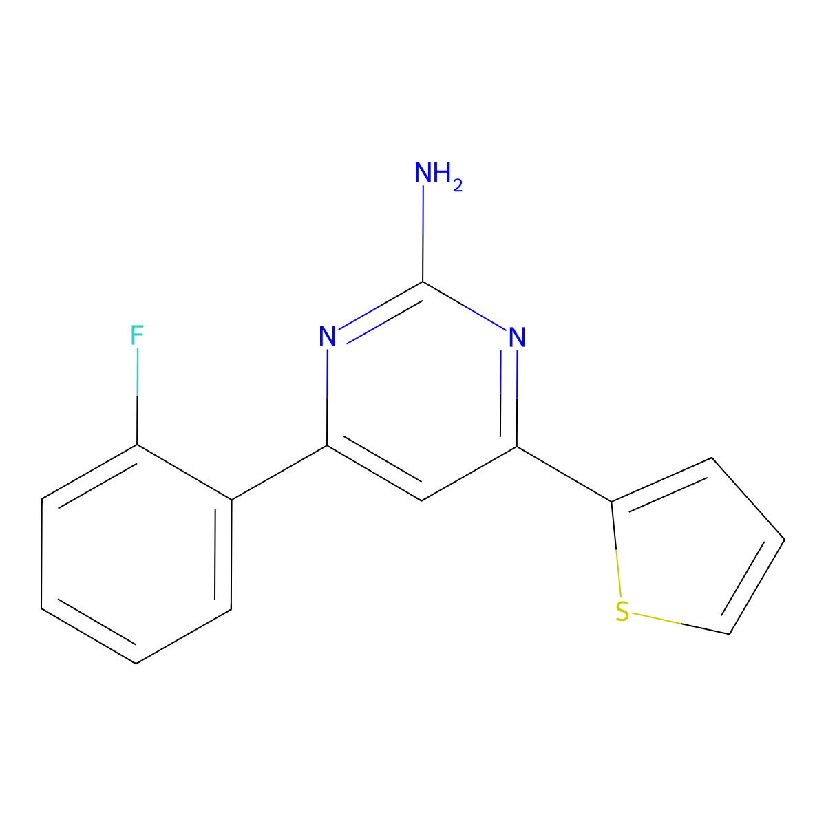 4-(2-Fluorophenyl)-6-(thiophen-2-yl)pyrimidin-2-amine molecular structure, CAS 1263208-57-6