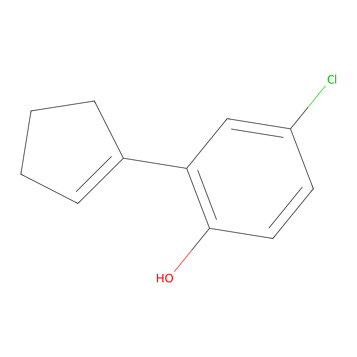 4-Chloro-2-(cyclopent-1-en-1-yl)phenol molecular structure, CAS 1263208-88-3