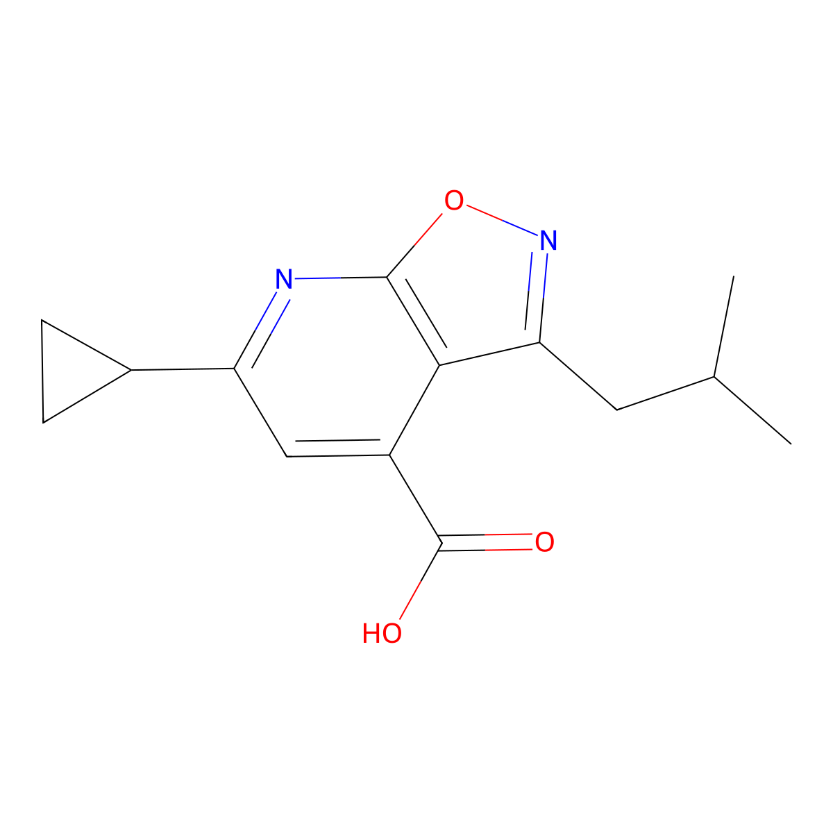 6-Cyclopropyl-3-isobutylisoxazolo[5,4-b]pyridine-4-carboxylic acid molecular structure, CAS 1263209-11-5