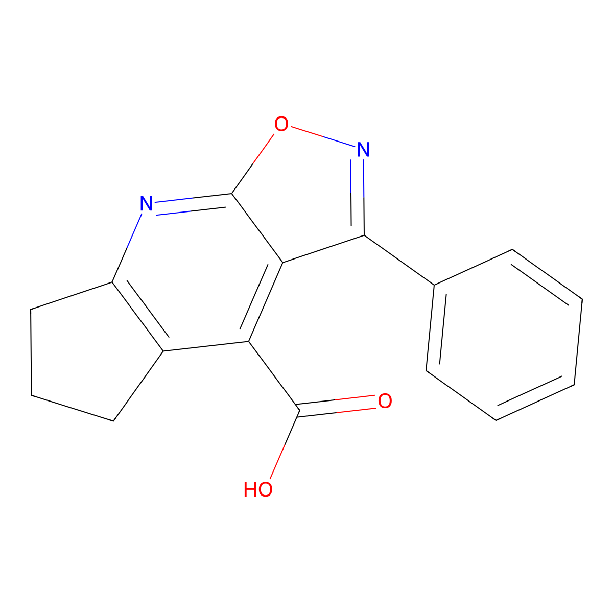 3-Phenyl-6,7-dihydro-5H-cyclopenta[b]isoxazolo[4,5-e]pyridine-4-carboxylic acid molecular structure, CAS 1263209-17-1