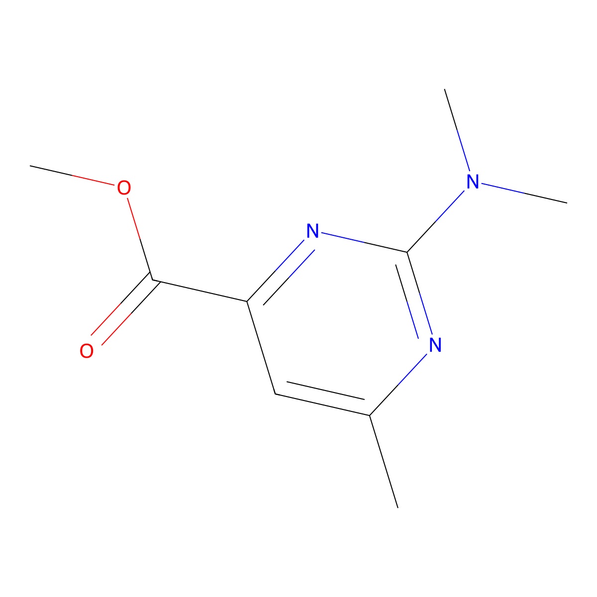 Methyl 2-(dimethylamino)-6-methylpyrimidine-4-carboxylate molecular structure, CAS 1263209-42-2