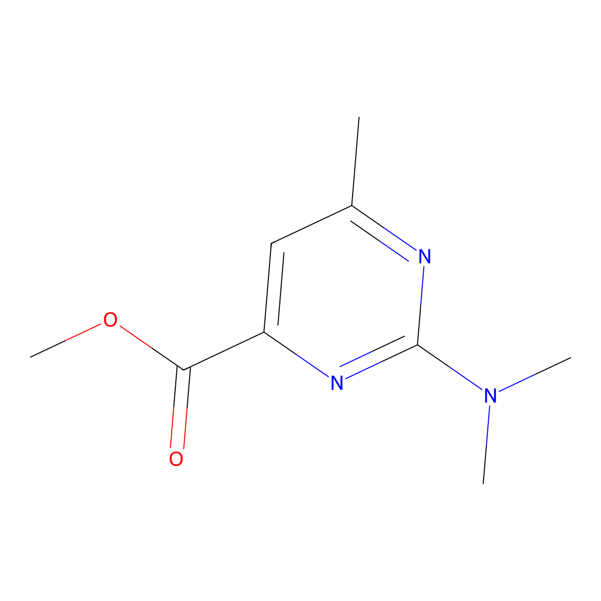 Methyl 2-(dimethylamino)-6-methylpyrimidine-4-carboxylate molecular structure, CAS 1263209-42-2