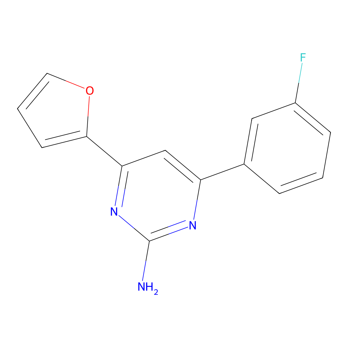 4-(3-Fluorophenyl)-6-(furan-2-yl)pyrimidin-2-amine molecular structure, CAS 1263210-05-4