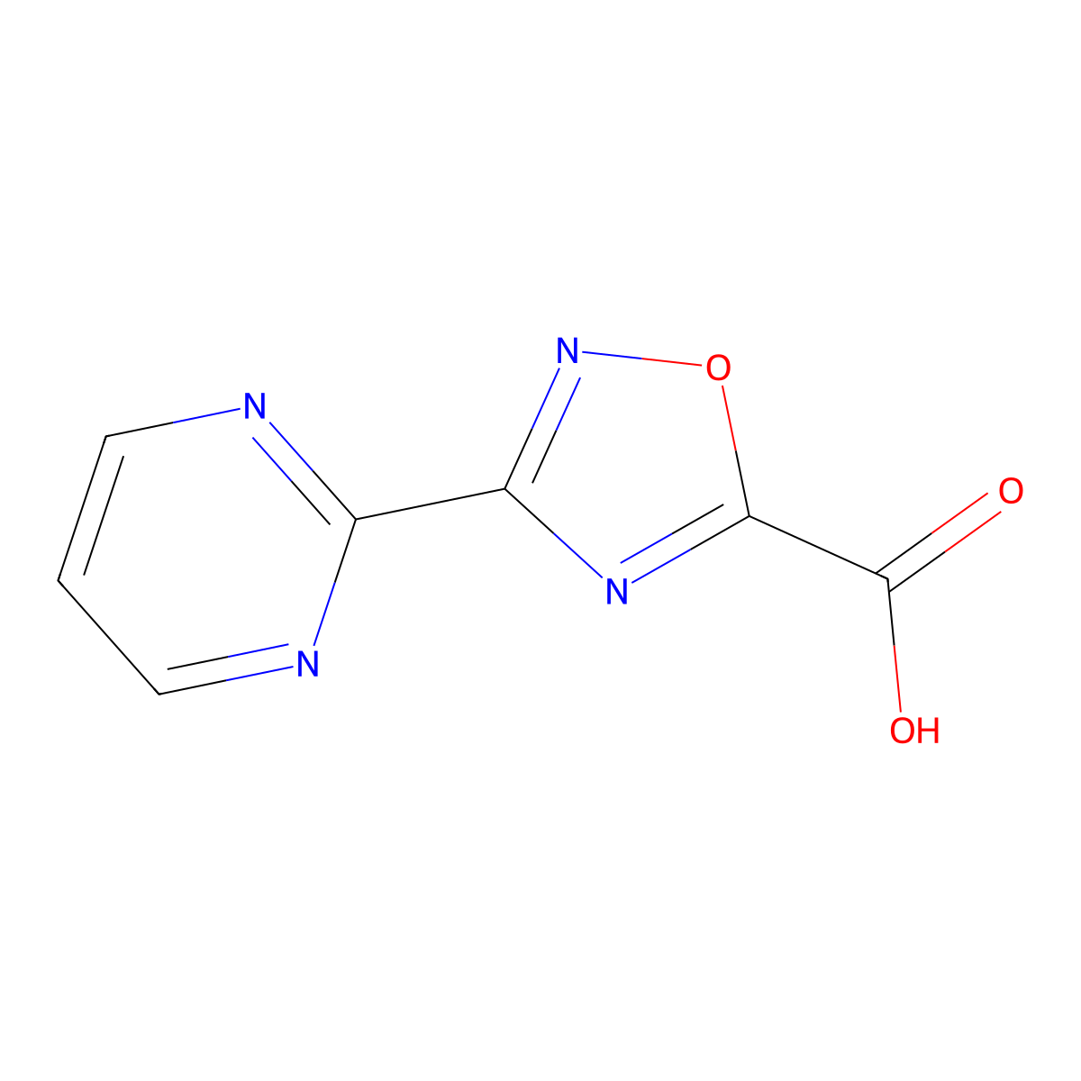 3-(Pyrimidin-2-yl)-1,2,4-oxadiazole-5-carboxylic acid molecular structure, CAS 1263210-87-2