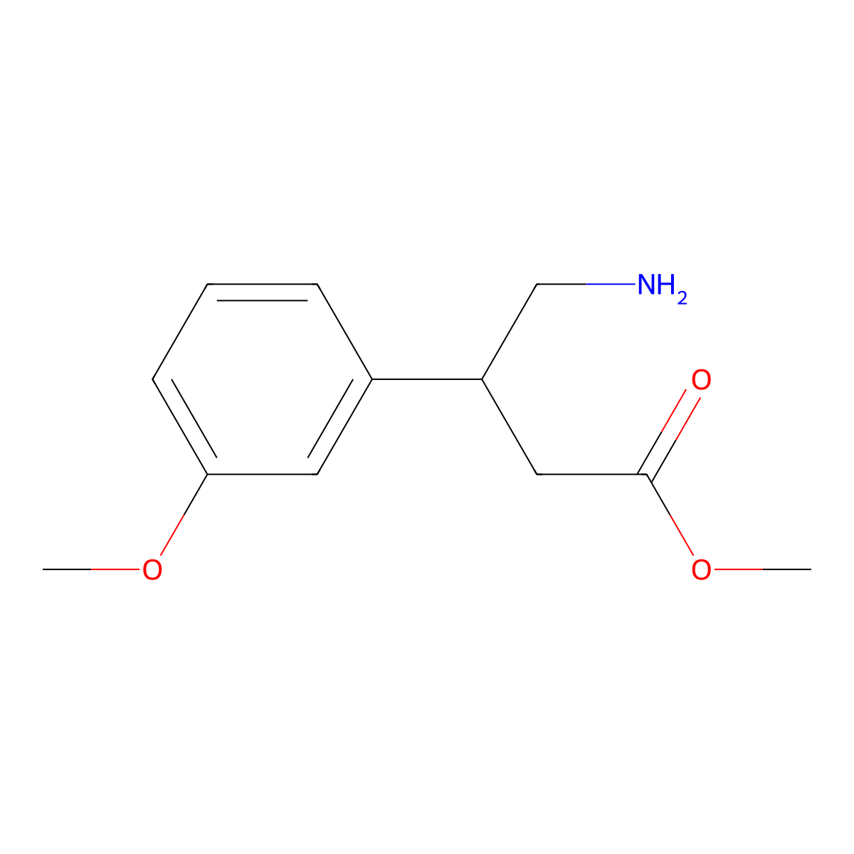 Methyl 4-amino-3-(3-methoxyphenyl)butanoate molecular structure, CAS 1263211-17-1